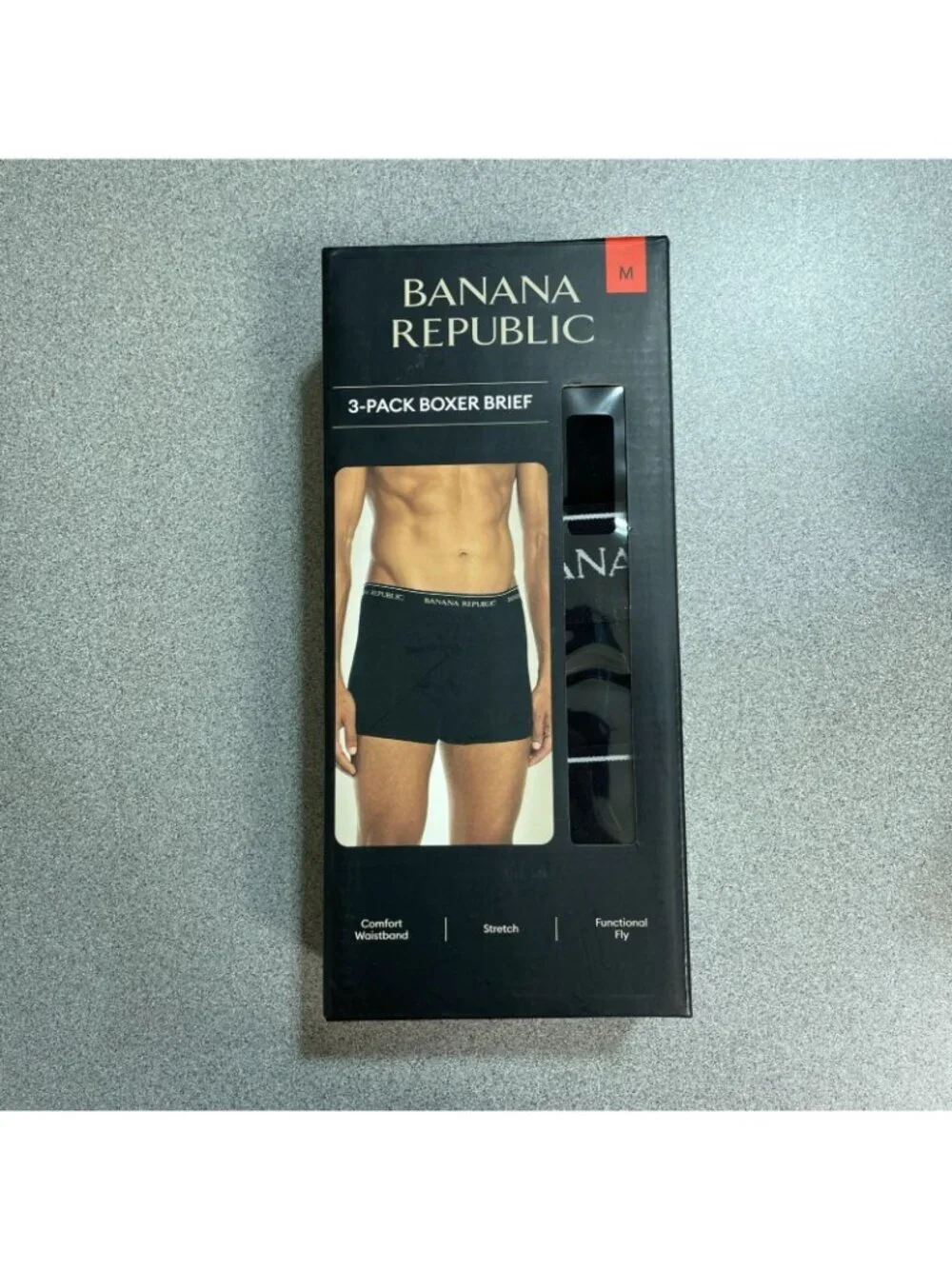 NWT Banana Republic Men's M 3-Pack Boxer Briefs Black Cotton Blend Comfort